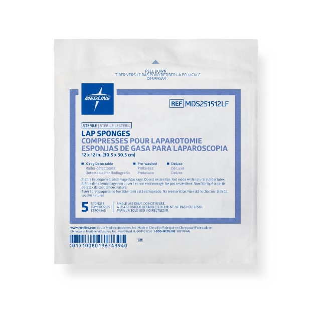 Sponge   Laparotomy Sterile 12X12 5 Pk