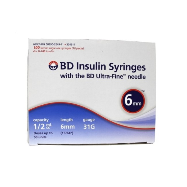 Syringes  0 5 Ml Insulin Syringe With 31G X 6 Mm Ultra Fine Needle