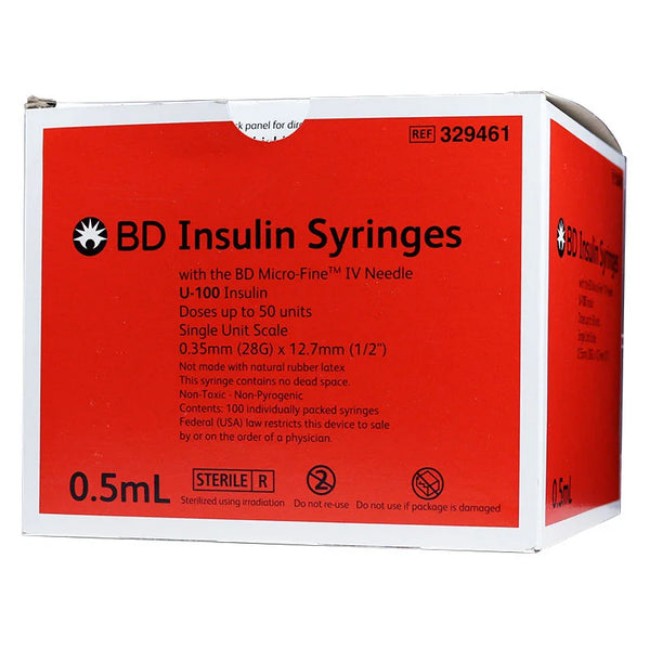 Syringes  0 5 mL Insulin Syringe with 28G x 1 2  Needle