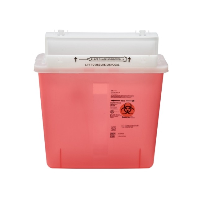 Sharps Containers  In Room Sharps Disposal Container With Sharpstar Lid   Transparent Red   5 Qt 