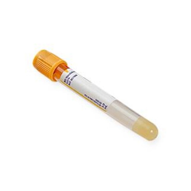 Tubes  Vacutainer Serum Separation Tube With Clot Activator And Polymer Gel   Plastic   Gold Hemogard Closure   Paper Label   13 X 100 Mm   5 Ml