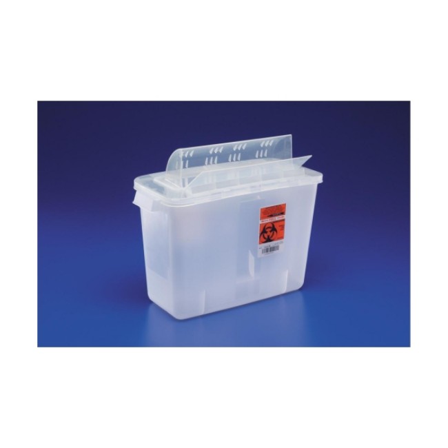 Sharps Containers  In Room Sharps Container With Always Open Lid   Transparent Red   3 Gal 