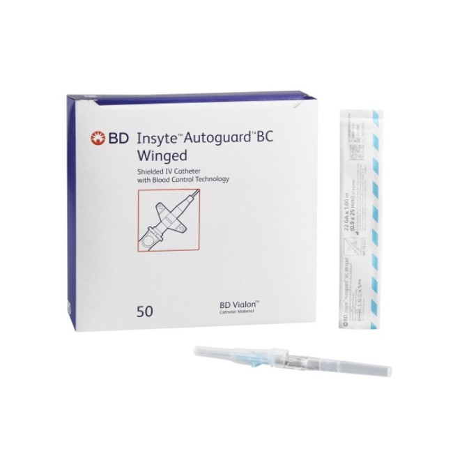 Catheters  Insyte Autoguard BC Shielded Winged IV Catheter  Blue  22G x 1 