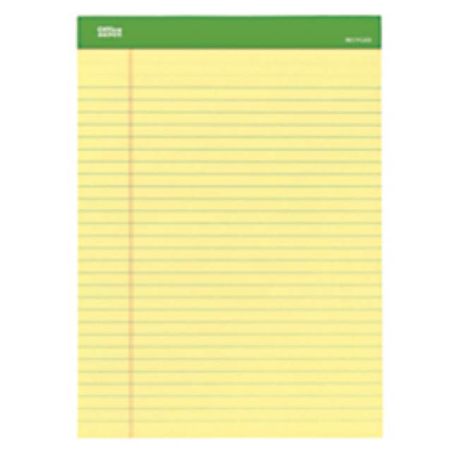 Office Depot Brand Writing Pad   8 1 2In X 11 3 4In   100  Recycled   Canary   50 Sheets Per Pad   6 Pads Per Pack