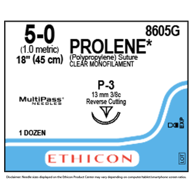 Suture   Prolene Mono Clear 5 0 18 P3