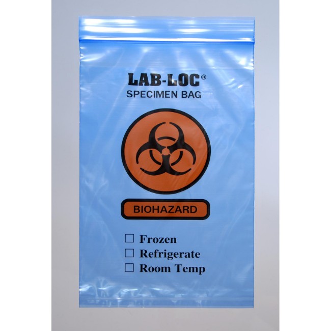 Bags   Specimen  Reclosable Specimen Transfer Bag With Biohazard Symbol   3 Wall   Blue Tint   2 Mil Thick   6  X 9 