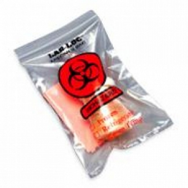 Bags   Specimen  Reclosable Specimen Transfer Bag With Biohazard Symbol   3 Wall   2 Mil Thick   8  X 10 