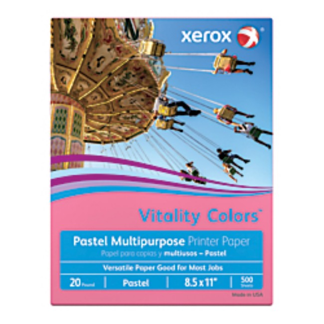 Xerox Vitality Colors Multipurpose Printer Paper   Letter Size Paper   20 Lb   30  Recycled   Cherry   Ream Of 500 Sheets