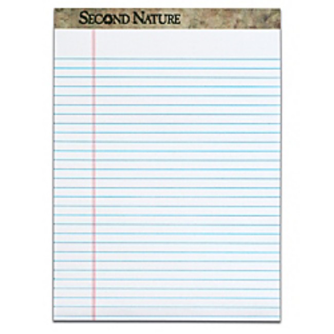 Tops Second Nature 100  Recycled Writing Pads   8 1 2In X 11 3 4In   Legal Ruled   50 Sheets   White   Pack Of 12 Pads