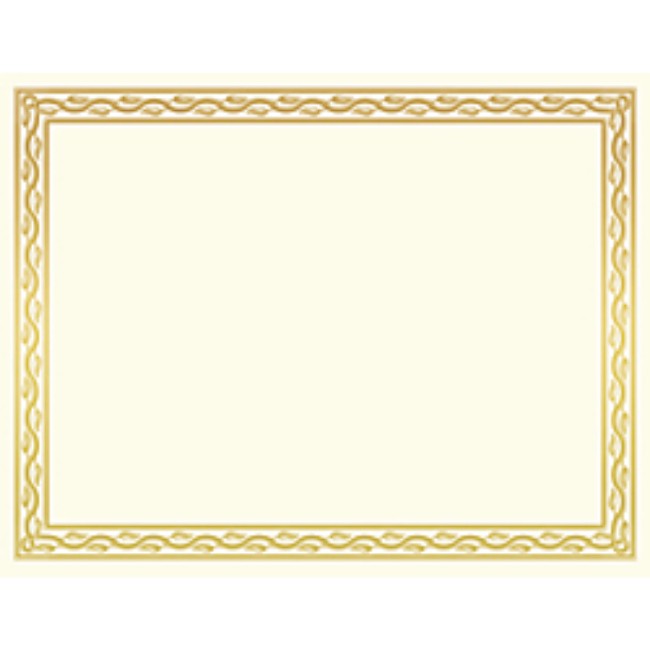Geographics 30  Recycled Blank Parchment Certificates   8 1 2In X 11In   Serpentine Gold Foil   Pack Of 12