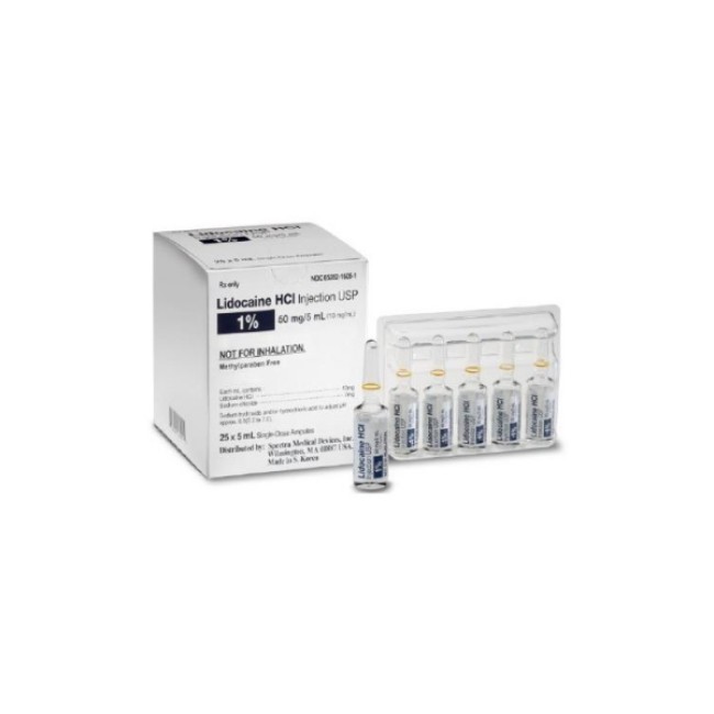 Injections  Lidocaine Hydrochloride 1   Injection Ampoule   25 X 5 Ml