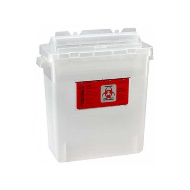 Sharps Container with Rotating Cylinder Top  5 qt  Beige