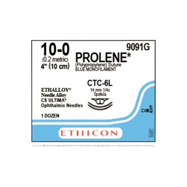 Sutures  Prolene Monofilament Suture   Blue   Size 10 0   4   Ctc 6L Needle