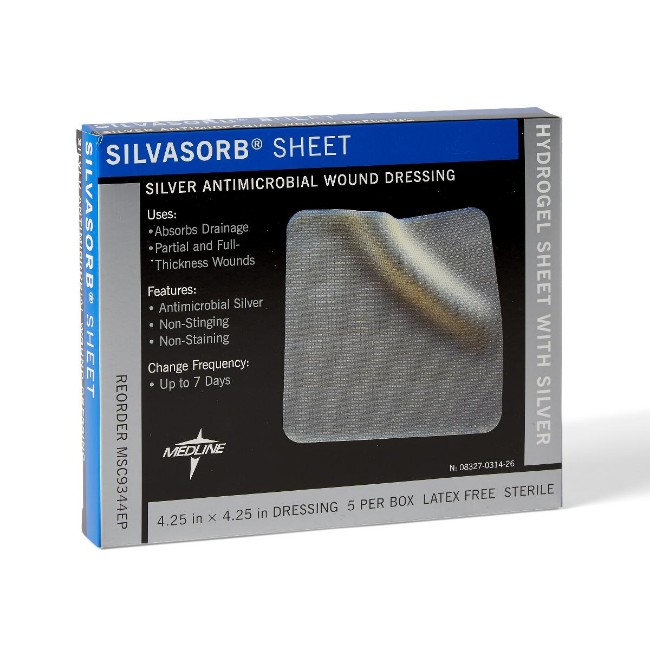 Dressings   Antimicrobial Gel  Silvasorb Silver Antimicrobial Wound Dressing   4  X 4   In Educational Packaging