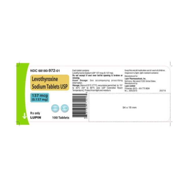 Levothyroxine Sodium Tablet 137Mcg  0 137Mg  100 Tablets