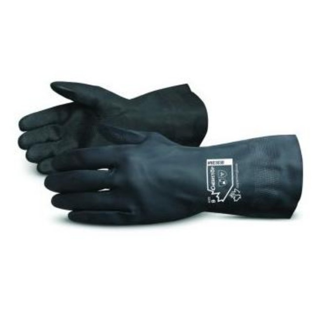 Gloves   Industrial  30 Mil Chemstop Neoprene Flock Lined Industrial Gloves   Black   Size S