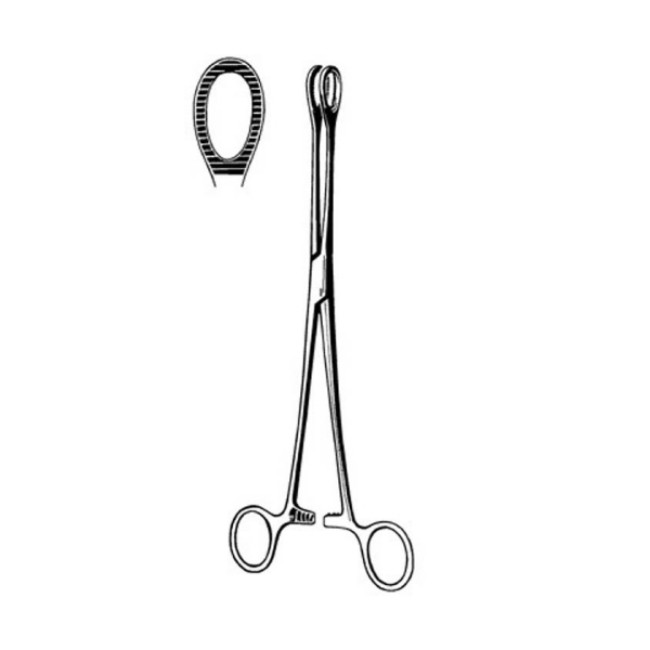 Sponge Forcep   Surgi Or   Foerster   9 1 2In Length   Mid Grade Stainless Steel   Nonsterile   Rachet Lock Finger Ring Handle   Straight Ring   Serrated Tip  Drop Ship Only 