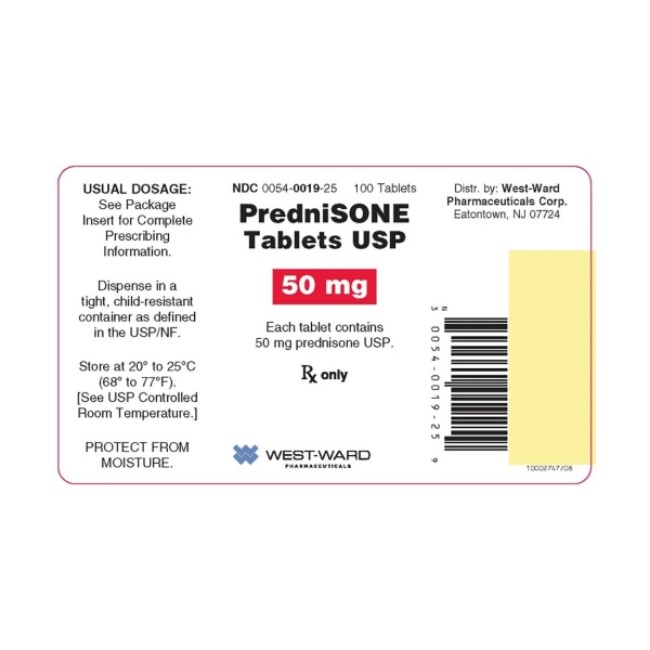 Steroids  PredniSONE Tablets USP  50 mg  100 Tablets