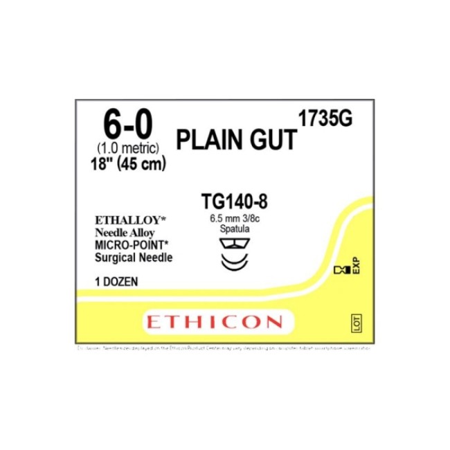 Sutures  Surgical Gut Suture   Plain   Size 6 0   18   Tg140 8 Needle