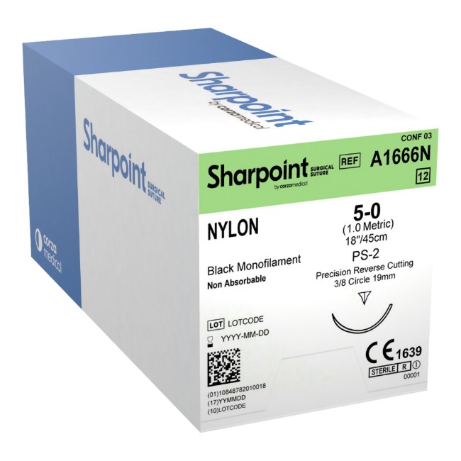 Suture   Nylon 5 0 Black 1X18 Ps 2