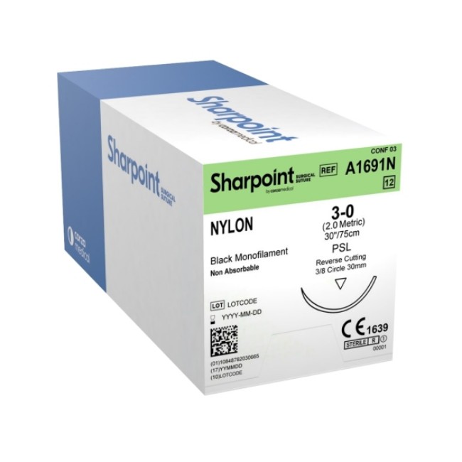 Suture   Nylon 3 0 Black 1X30 Psl