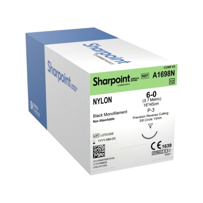 Suture   Nylon 6 0 Black 1X18 P 3