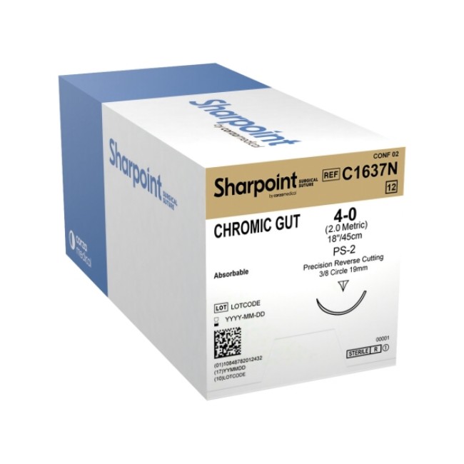 Suture   Chromic Gut 4 0  1X18 Ps 2