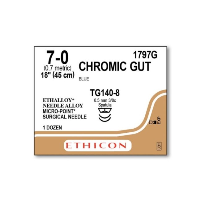 Sutures  Chromic Gut Absorbable Suture   Blunt Point   Size 7 0   18   Tg140 8 Needle