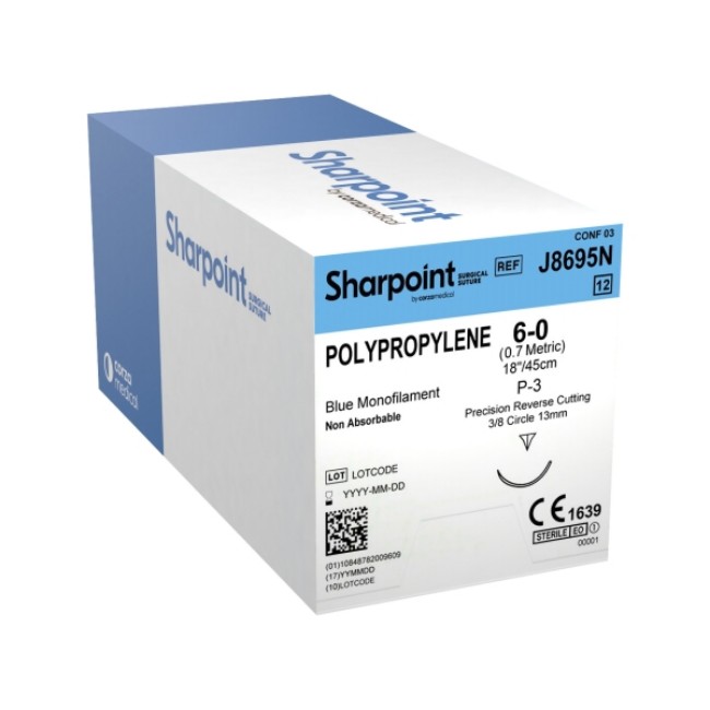 Suture   Polypropylene 6 0 Blue 1X18 P 3