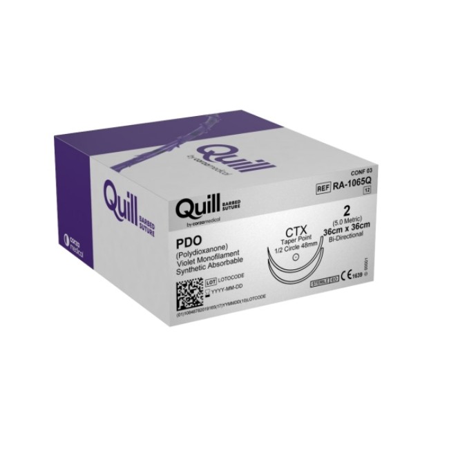 Quill Barbed Suture   Pdo   2   Violet   36X36cm   Ctx   Taper Point   1 2 Circle   48Mm   Bi Directional   Double Arm