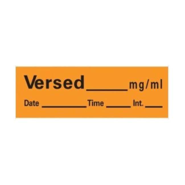 Medication Labels  Versed Anesthesia Label Tape   Orange   1 1 2  X 1 2   500  Roll