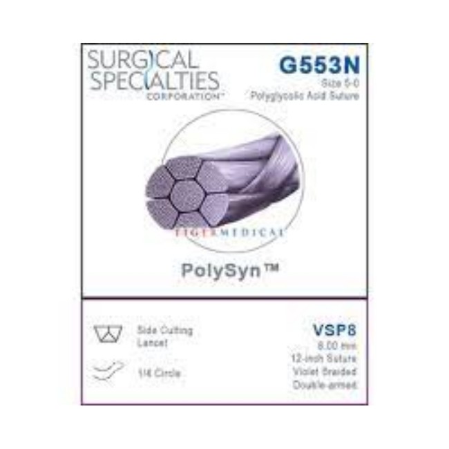 Sharpoint Ophthalmic Suture   Polysyn   5 0   Violet   12   Vsp8   Side Cutting Lancet   1 4 Circle   8Mm   Double Arm
