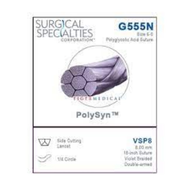 Sharpoint Ophthalmic Suture   Polysyn   6 0   Violet   18   Vsp8   Side Cutting Lancet   1 4 Circle   7 62Mm