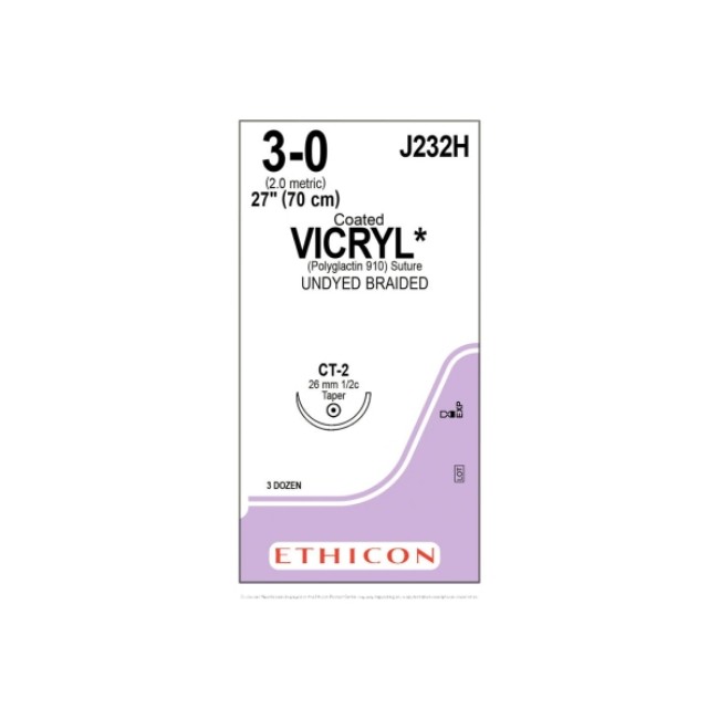 Suture   Vicryl  Undyed Coated Vicryl 3 0 Ct 2 27  Suture