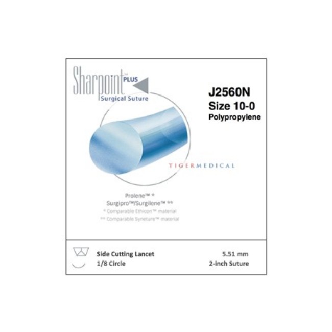 Sharpoint Ophthalmic Suture   Polypropylene   10 0   Blue   2   Ssl5   Side Cutting Lancet   1 8 Circle   5 51Mm   Double Arm