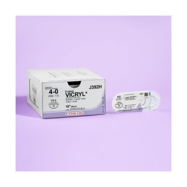 Sutures  Coated Vicryl Absorbable Suture   Violet Braided   Fs 2 Needle   Size 4 0   18 