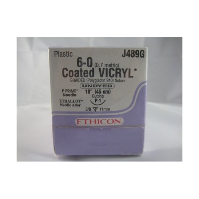 Suture   Coated Vicryl  Undyed Coated Vicryl 6 0 P 1 18  Suture