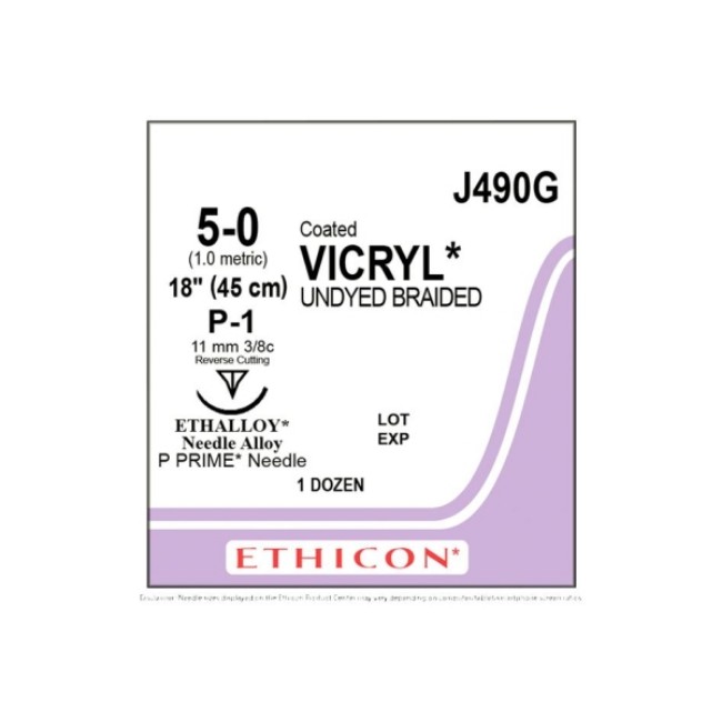 Suture   Coated Vicryl  Undyed Coated Vicryl 5 0 P 1 18  Suture