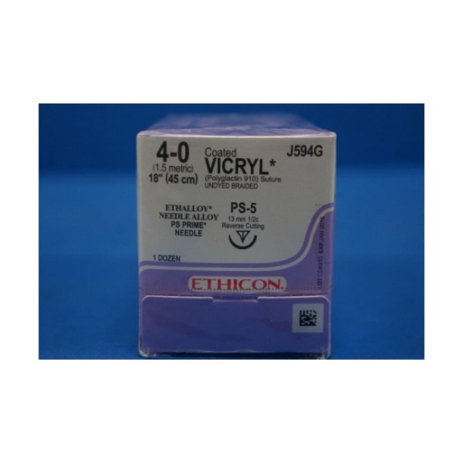 Suture   Vicryl Coated Braided Undyed 4 0 18 Ps 5