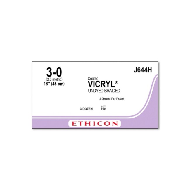 Sutures  Coated Vicryl Absorbable Suture   Ties   Undyed   Size 3 0   3 X 18   45 Cm 