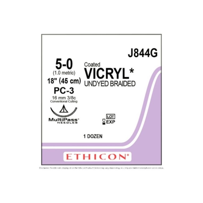 Suture   Vicryl  Undyed Braided 5 0 18 Pc3