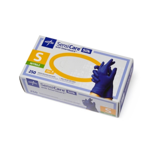 Gloves  Sensicare Silk Powder Free Nitrile Exam Gloves With Smartguard Film   Size S