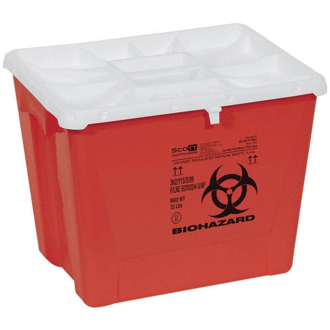 Container  Sharps  8 Gal  Flat  Red  Pgii