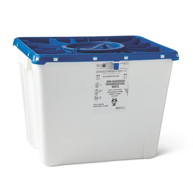 Container  Pharma   8Gal  White  Port Lid