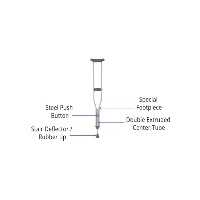 Crutches  Guardian Standard Aluminum Push Button Crutches   Tall Adult   300 Lb  Capacity