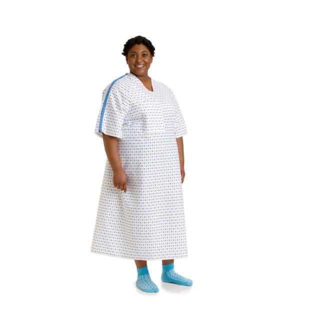 Gowns   Iv  Patient Iv Gown With Side Ties   Telemetry Pocket   Demure Print   One Size Fits Most