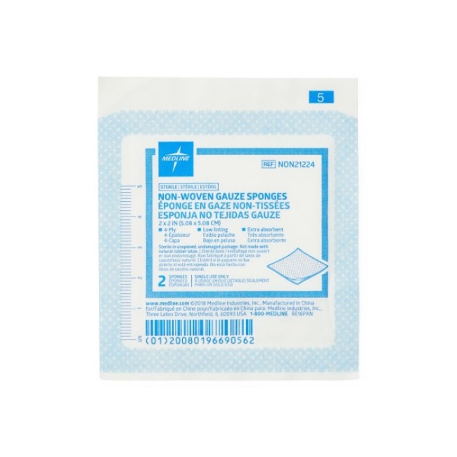 Sponges  Gauze Sterile Nonwoven 4 Ply Sponges   2  X 2   In 2 Packs