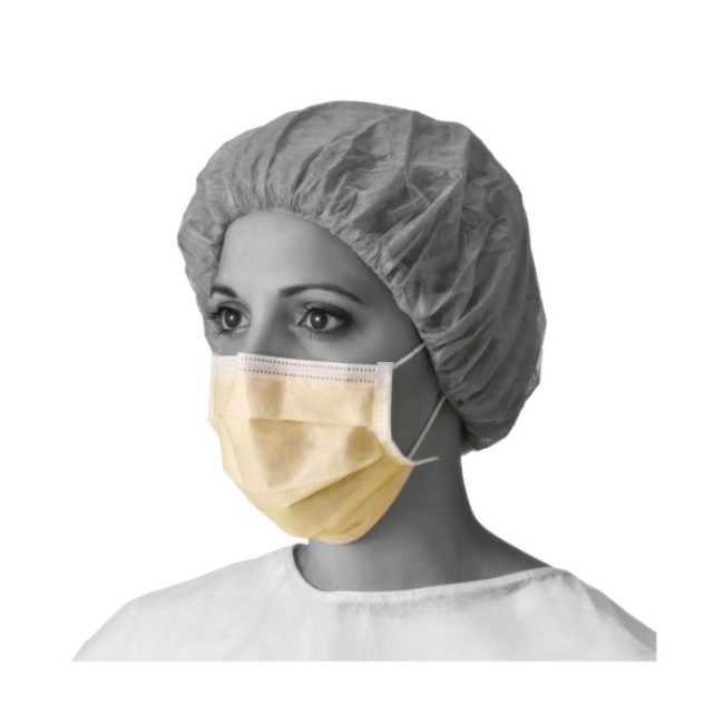 Masks  Basic Procedure Face Mask With Ear Loops   Yellow   Spunbond Polypropylene Outer Cellulose Inner