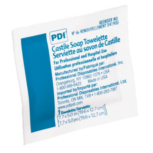 Castile Soap Towelette Pdi  Individual Packet Scented 100 Count