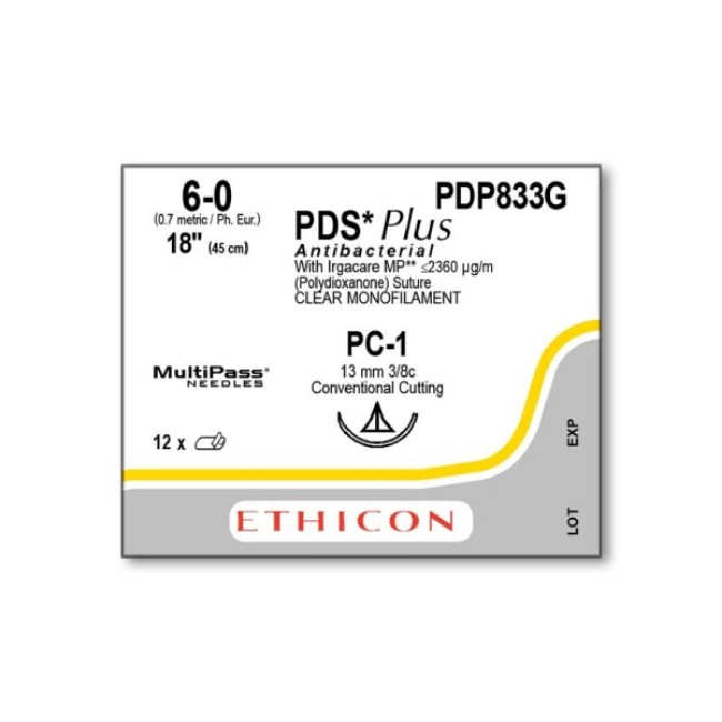 Sutures  18  Clear Pds Plus Monofilament Suture With Pc 1 Needle   Size 6 0